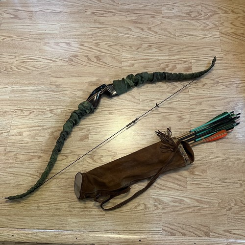 Vtg Browning Cobra RH Recurve Bow Archery 40# 50” Native American Quiver+Arrow