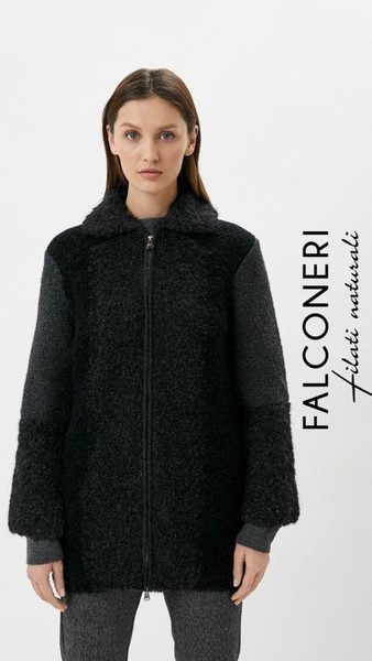 Women Falconeri Coat Black Alpaca 36