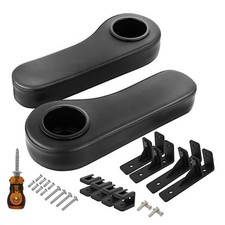 Golf Cart Armrest with Cup Holder for EZGO Club Car Yamaha, No Drilling black