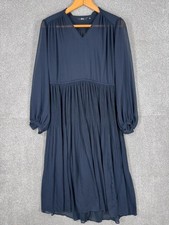 Uniqlo x Clare Waight Keller Black Pleated Midi Dress UK 8 Sheer