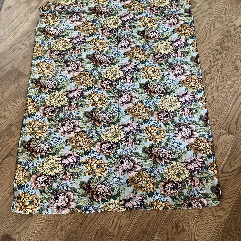 Vtg Cranston Print Works Tapestry Floral Cotton Fabric 1.5 + Yds Gold Blue Pink - Image 2 of 4