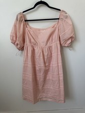 Strawberry Pink Puff Sleeve Mini Dress Women’s Size 4 Sample Sale Cottagecore