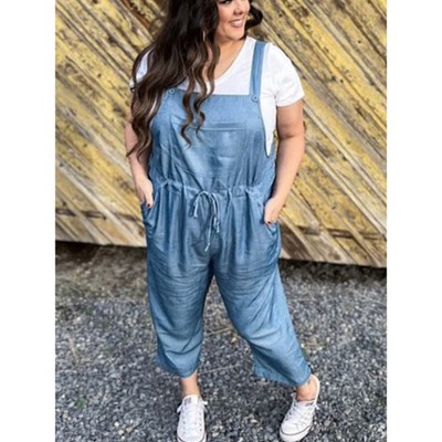 NEW LuLaRoe Juliet light blue Sleeveless Jumpsuit Polyester Rayon Drawstring