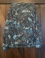 Under Armour Hoodie Youth L Pullover Blue All Over Print Fleece Scribble READ