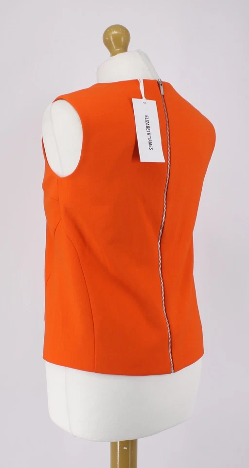 ELIZABETH AND JAMES GREYSON TOP WOMENS ZIP BACK TANK XS TANG ORANGE RRP £230 AD - Image 3 of 4