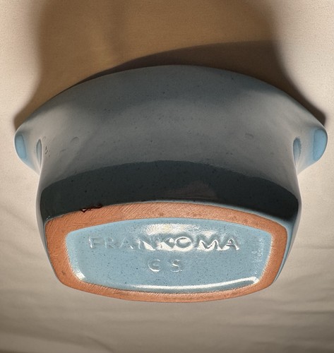 VTG MCM Frankoma Pottery Robin’s Egg Blue 2 Side Pour Gravy Boat with Handle 6S - Picture 7 of 12