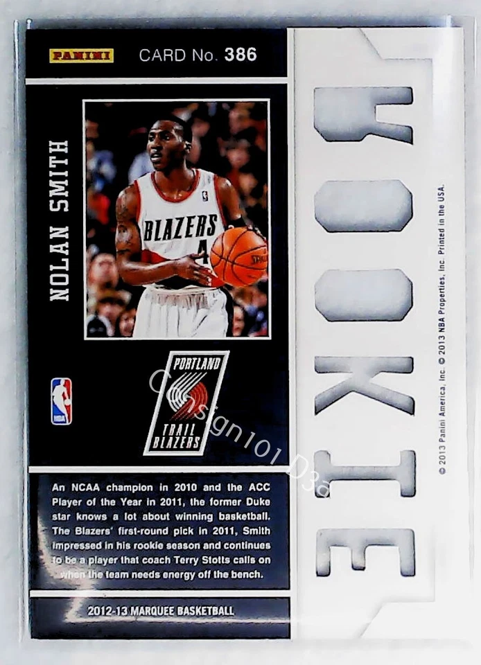 2012-13 Panini Marquee #386 Nolan Smith - Image 2 of 2