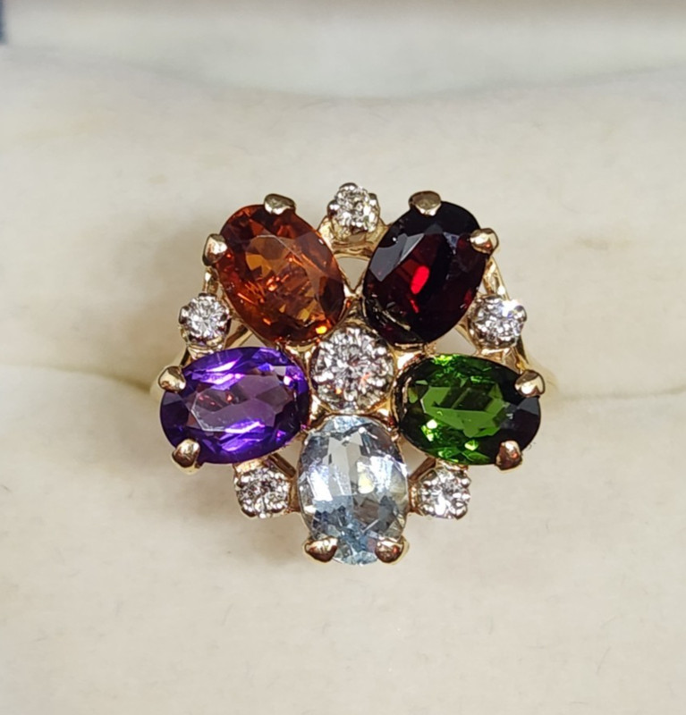 Diamond Flower Ring 14k Gold