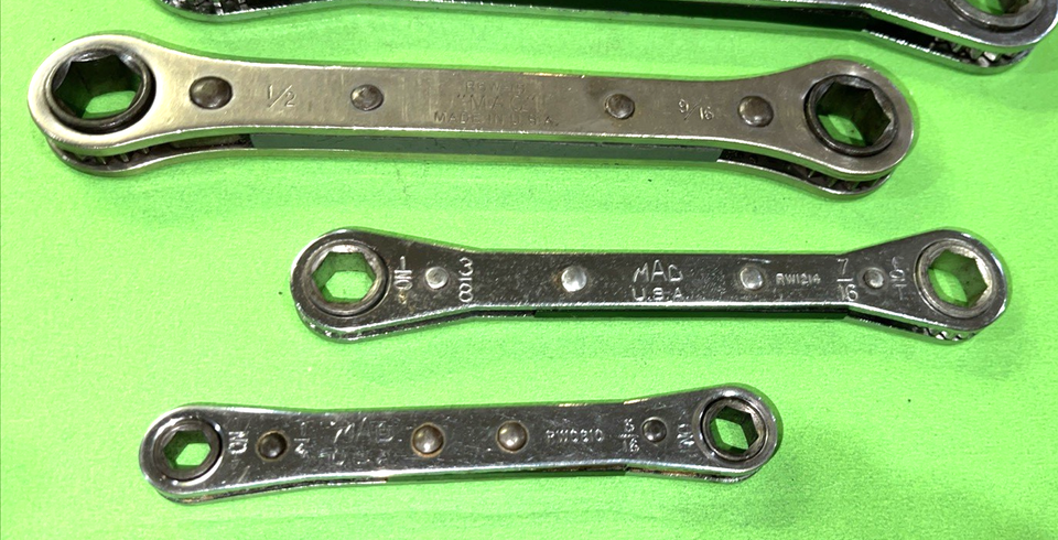 Sae Tools MAC TOOLS 6 PIECE SAE. 0 DEGREE OFFSET RATCHETING BOX END WRENCHES 1/4 ...