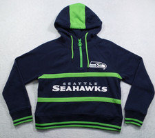 Seattle Seahawks Sweatshirt Womens Size Small Blue Crop Hooded NFL Team Apparel