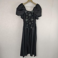 Vintage 80s 90s Diana Marco Womens Black Glitter Plus Size Prom Dress Sz 20 