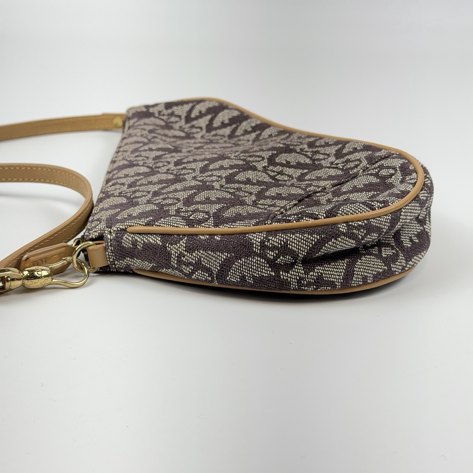 Auth Christian Dior 2001 Trotter Saddle Bag Accessory Pouch Canvas Brown t77 image 8