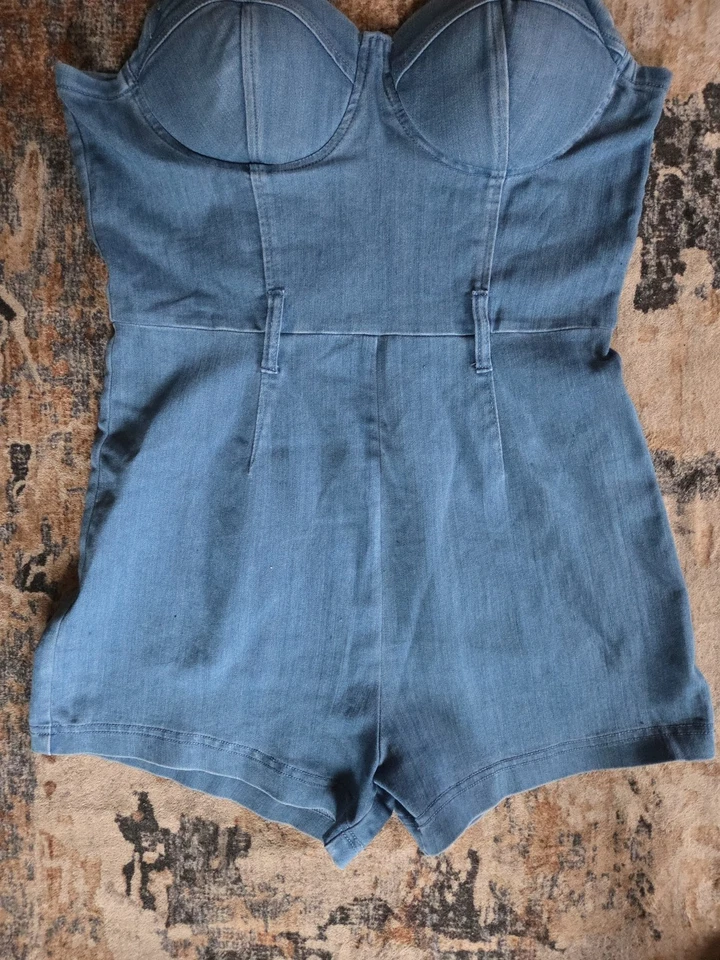 Mono mameluco Fashion Nova nuevo con etiquetas Denim Sweetheart grande para mujer Foto 3 de 4