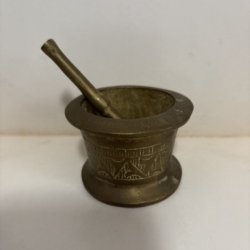 Vintage Small Decorative Brass Pestle and Mortar