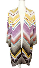 Women's Open Tunic Cardigan Blouse Size XL Multicolored Reversible 3/4 Sleeve