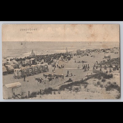 Postcard Zandvoort Strand Beach Scene Netherlands
