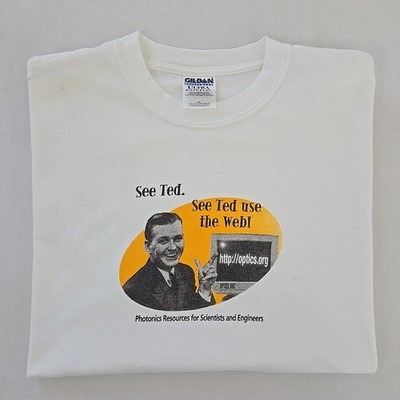 VTG 90s Y2K Optics.Org Photonics See Ted Use The Web Tech T Shirt Gildan XL