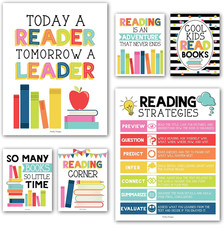 Motivational Reading Posters for Classroom Elementary  6 Reading Strategies Post