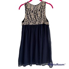 Blu Pepper Lace Babydoll Womens Formal Dress with Embellished Neckline, S