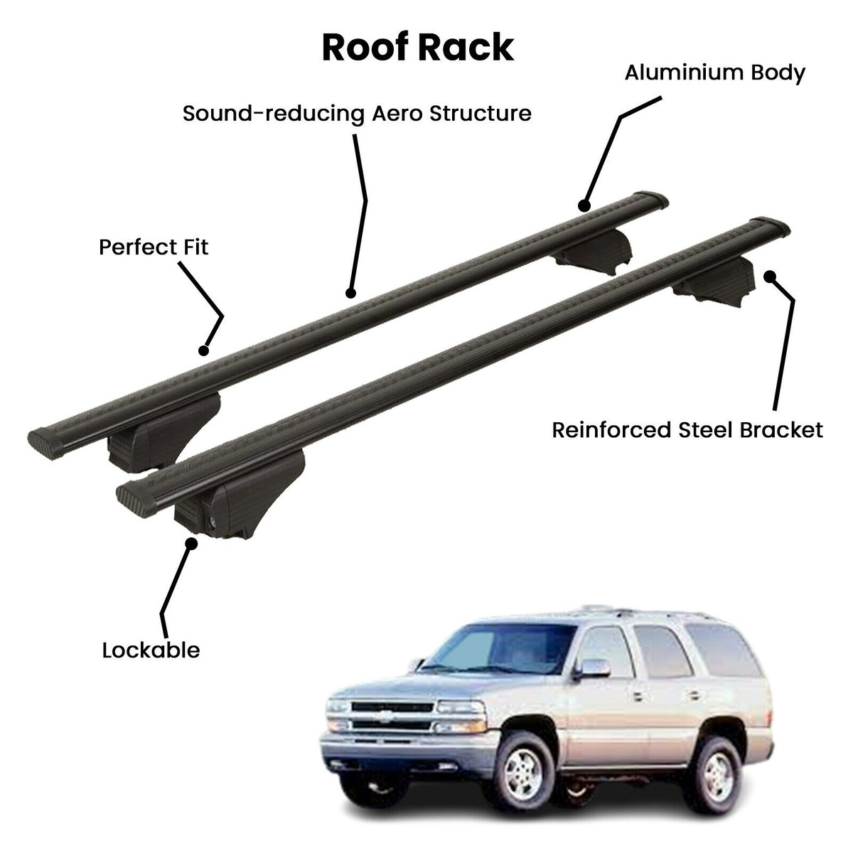 Pcs Black Cross Bars for CHEVROLET TAHOE SUV 2000-2006
