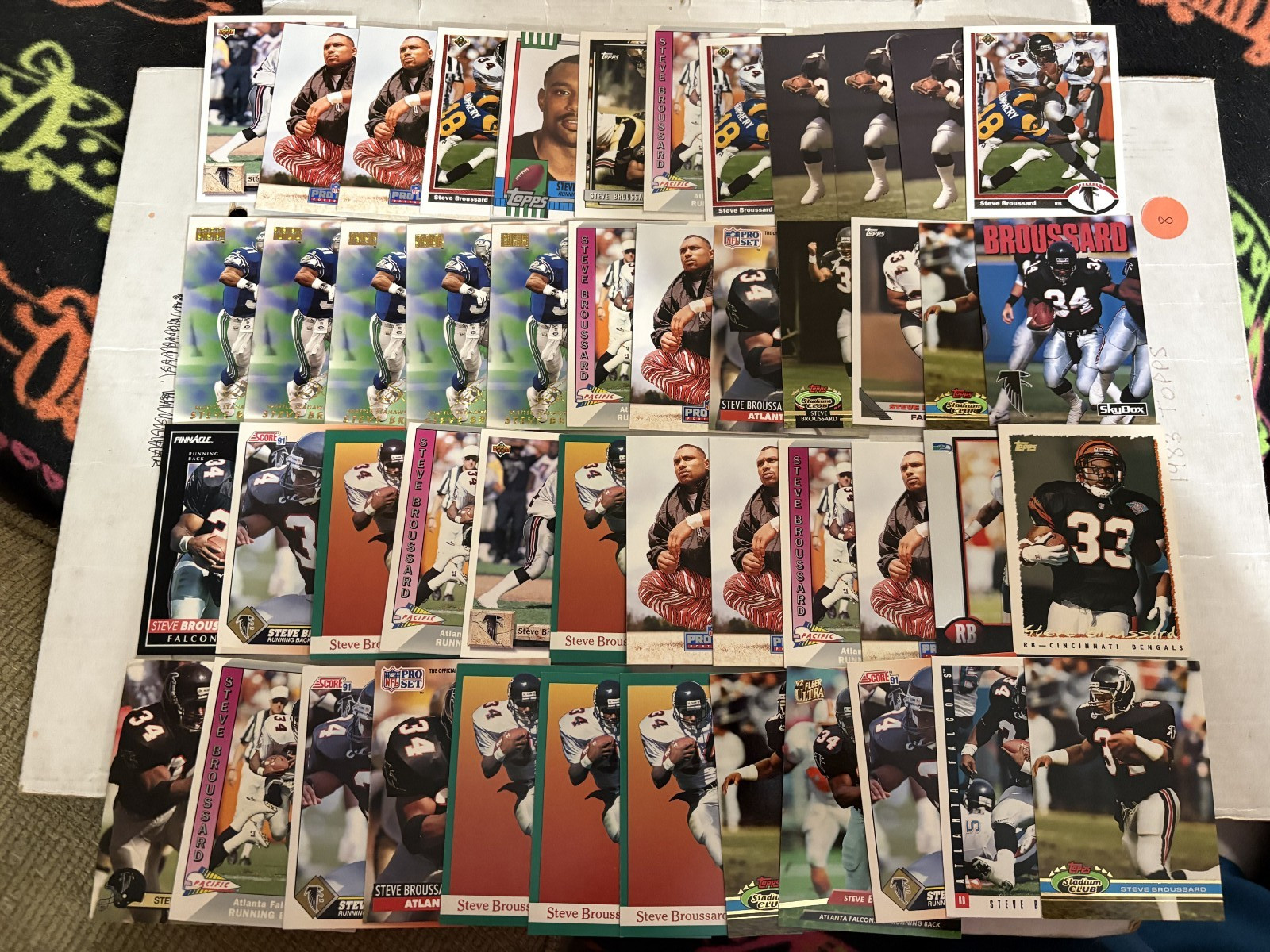 (64) Steve Broussard Football Cards Lot Atlanta Falcons Washington St Collection