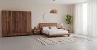 Bett 2X Nachttisch Kleiderschrank Schlafzimmer Stil Modern Farbe Braun