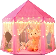 Princess Castle Play Tent for Girls - Large 55'' X 53'' Playhouse with Star Ligh
