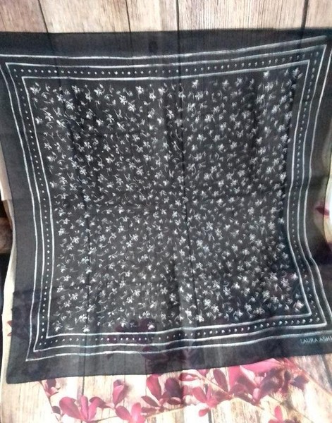 Women Laura Ashley Scarf Black Polyester One size #A1DU