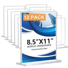 12 Pack Acrylic Sign Holder 8.5 x 11, Double-Sided Clear Sign Holder Plastic ...