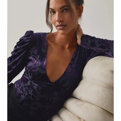 NWT Free People Magic Hour Bodysuit in Deep Sea Combo