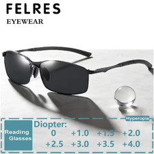 New Metal Square Tinted Reading Glasses For Men Outdoor Shade Presbyopic Glasses