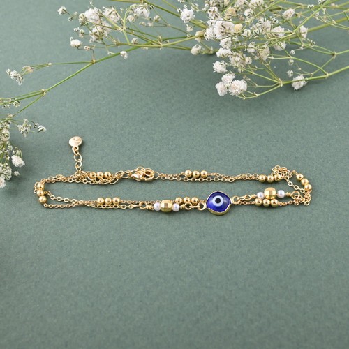 Bracciale a catena cubana in oro 18k, bracciale contro il malocchio greco, bracciale a catena in oro, regalo per donna, protezione dal malocchio - Italia
