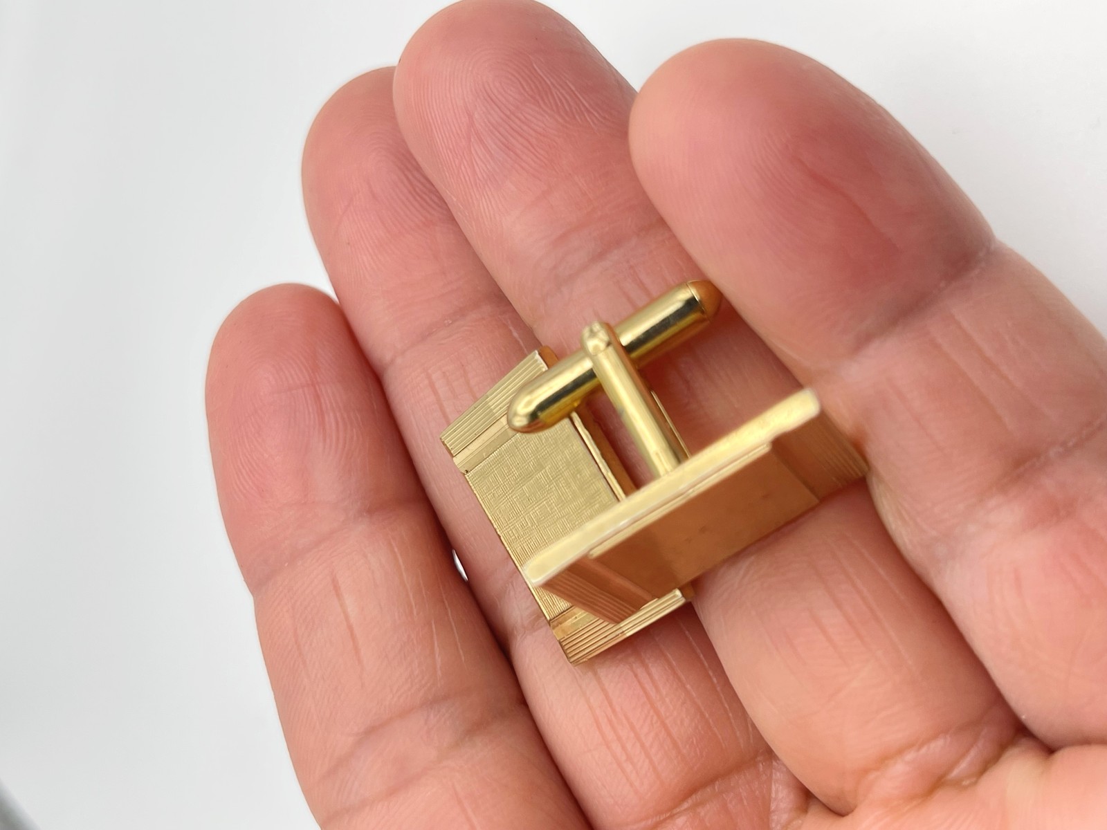 Vintage Gold Tone Rectangular Squared Cufflinks T… - image 9