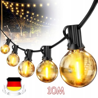 10M LED Lichterkette Outdoor 2700K Strom Glühbirnen Außen mit G40 Birnen IP44