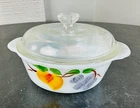 VTG Collectible ANCHOR HOCKING Original FIRE-KING 1 PINT  Retro FLORAL DISH
