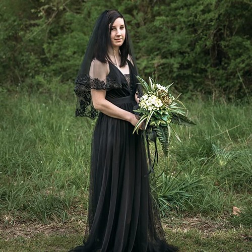 Women Bride Bridal Black Halloween Wedding head hair Lace Party Veil With Comb - Picture 7 of 12