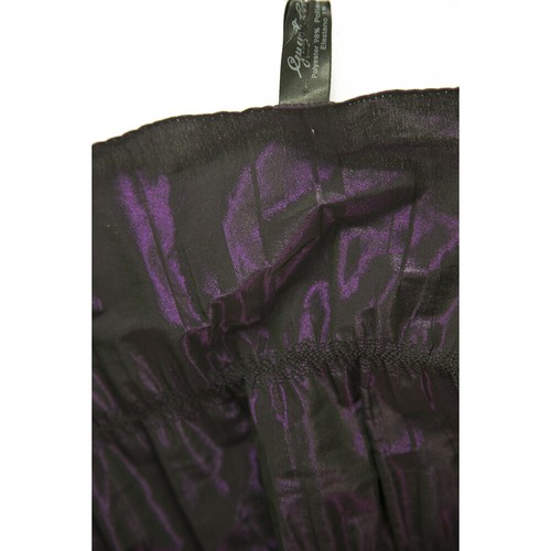 Black Purple Polyester Rectangular Ruched Fabric Long Scarf Shawl - Picture 6 of 6