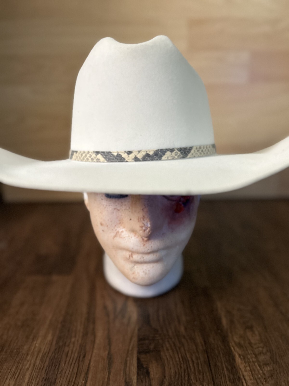 Vintage John B Stetson White Snake Cowboy Hat Rare Collectible
