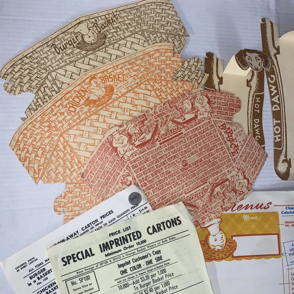 VTG LOT 1950s Ray Bang Diner Paper Basket Franchise Samples Brainerd MN Prop - Image 2 of 4