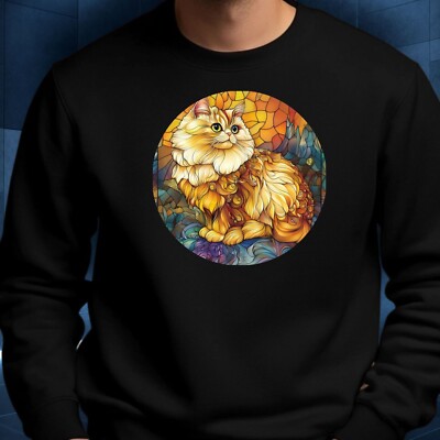 Persian Cat Stained Glass Sweatshirt Cosy and Perfect for Any Occasion S to 4XL