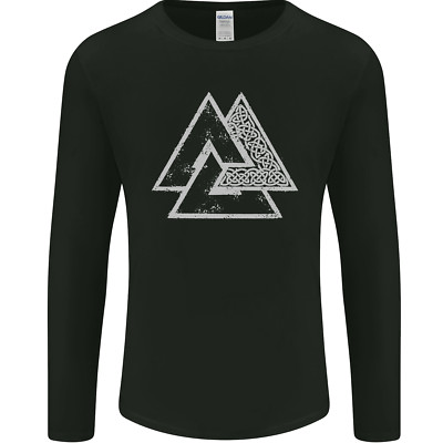 Valknut Symbol Vikings Gym With White Print Mens Long Sleeve T-Shirt