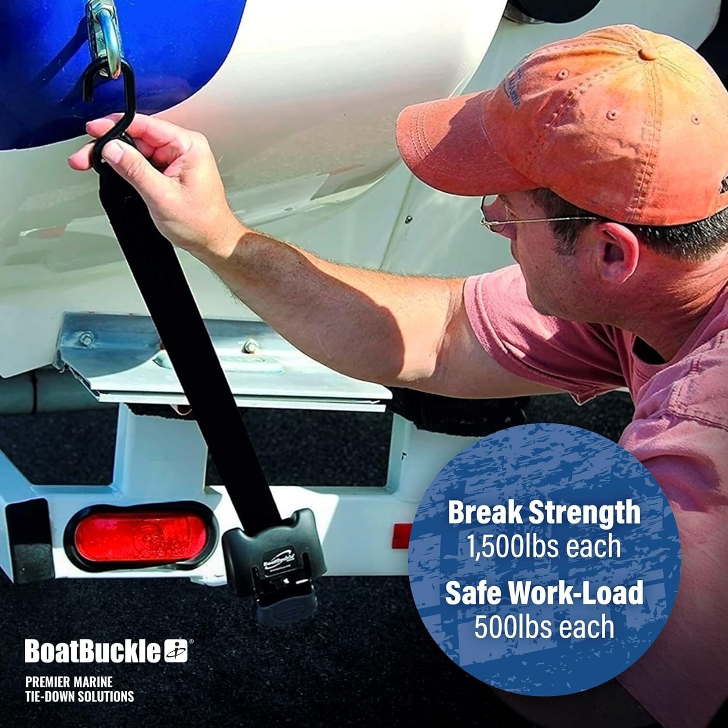 BoatBuckle G2 Stainless Steel Retractable Transom TieDown (2 x 43Inch