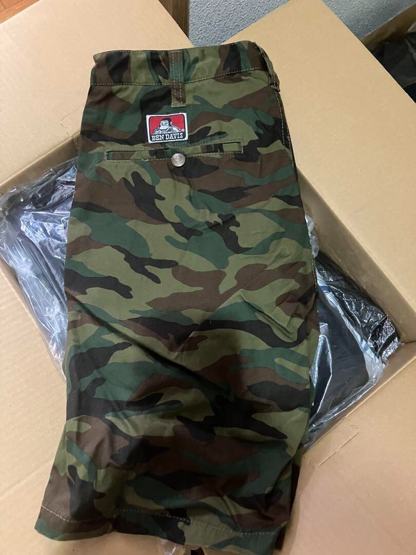 BEN DAVIS Camouflage Pattern Shorts Cotton Green Men's Size 28