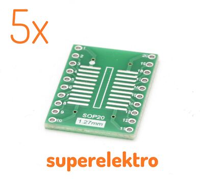5x SOP20 und SSOP20 auf RM 2,54mm Konverter | SOP SOIC SSOP TSSOP SO20 RM 0,1''