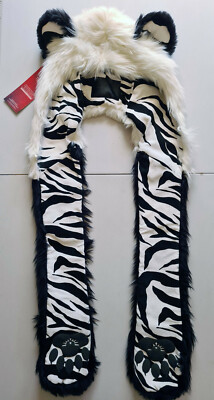 NWT Spirithoods Panda Hood With Zebra Corduroy Lining 