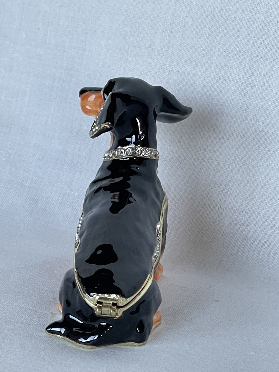 Ciel Collectables Dachshund Dog Brown Trinket Box, Swarovski