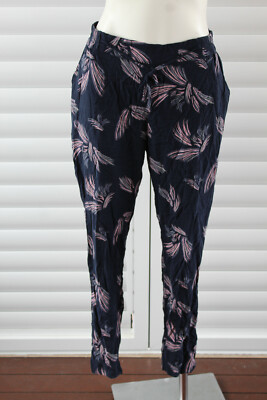   SIZE XL VERA MODA BLACK FLORAL DRAWSTRING WAIST VISCOSE JOGGER PANTS