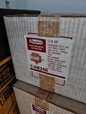 Dayton 4M240 1/4HP 1075RPM 115/ 230V AC Belt Drive Motor, brand new.