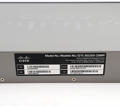 Cisco SG350-28MP-K9 28-Port Gigabit PoE Managed Switch 74-102274