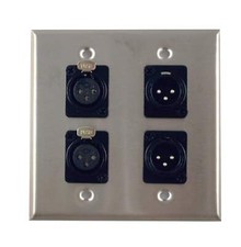 Dual Gang Stainless Steel Wall Plates with Two XLR Female/Two XLR Male